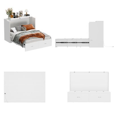 Latitude Run Detravious Fold Out Murphy Bed With Power Outlets ...